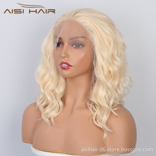 Aisi Hair Wholesale Medium Long Body Wavy Blonde Wig Long Wavy Swiss Lace Wig Synthetic Lace Frontal Hair Wigs For Black Women